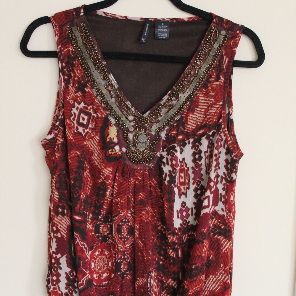 New Directions Jeweled No Sleeve Blouse